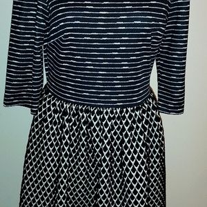 Beautiful Black cocktail  dress with white and black striped